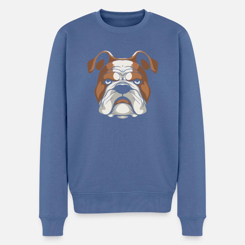 Bulldogge - Männer Premium Bio Pullover - Taubenblau