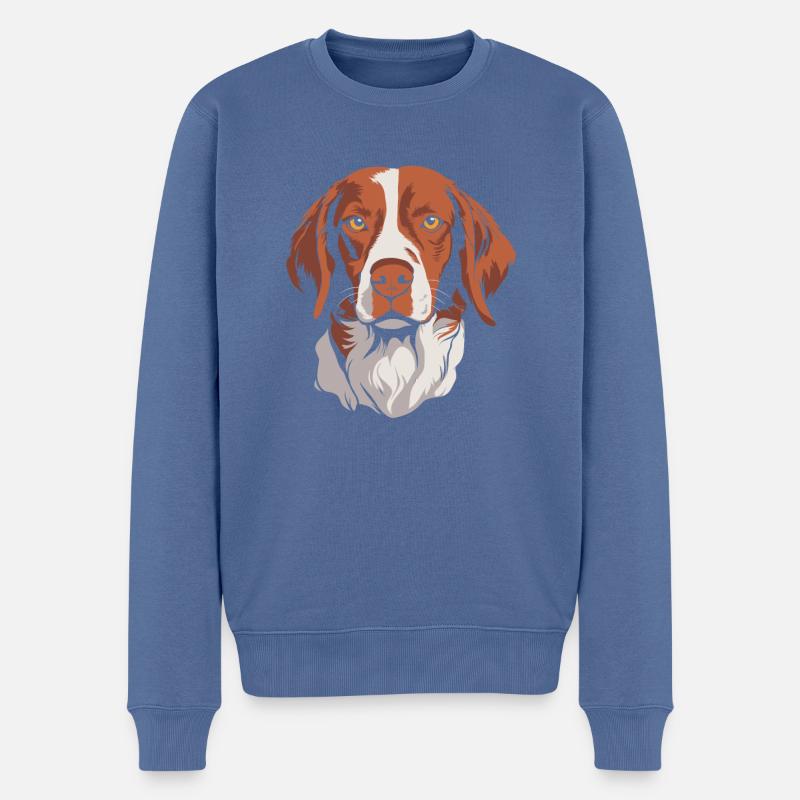 Brittany Spaniel - Männer Premium Bio Pullover - Taubenblau