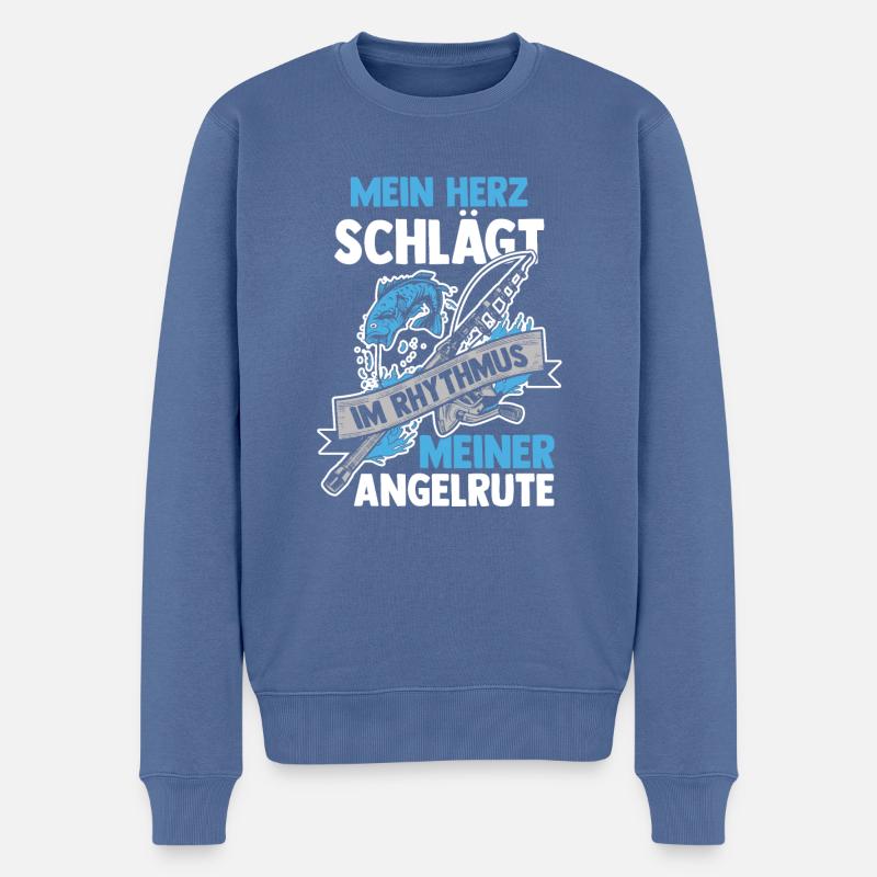Pêcheur à la ligne Canne à pêche Pêche - Pull Premium bio Homme - bleu pigeon