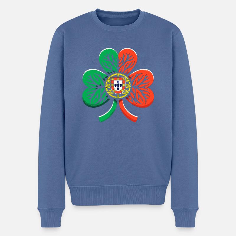 Kleeblatt Portugal Flagge St. Patrick St. Patricks - Männer Premium Bio Pullover - Taubenblau
