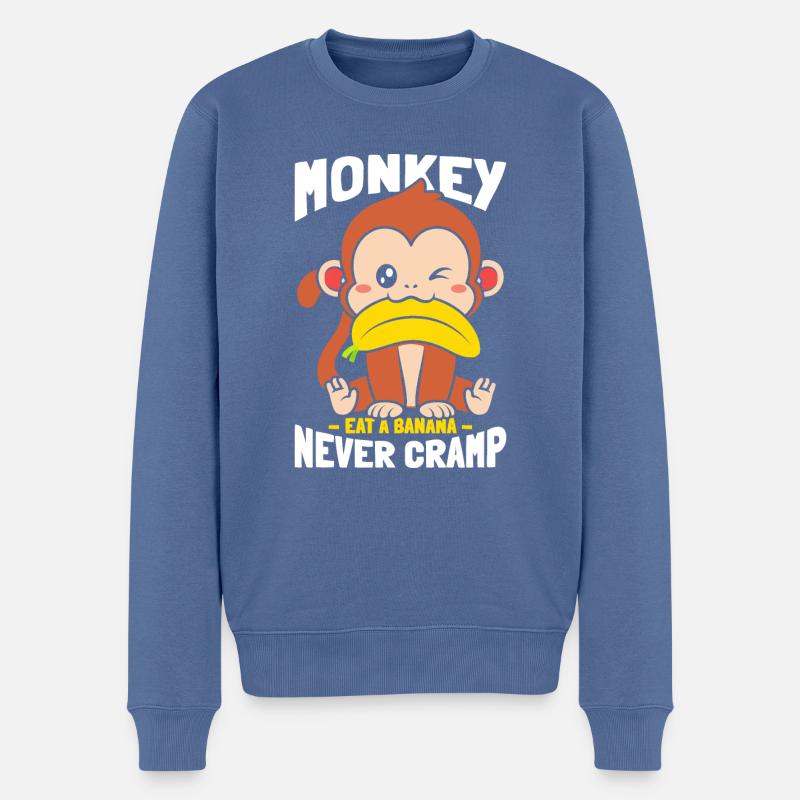 Affe Essen Banane Niemals Krampf - Männer Premium Bio Pullover - Taubenblau