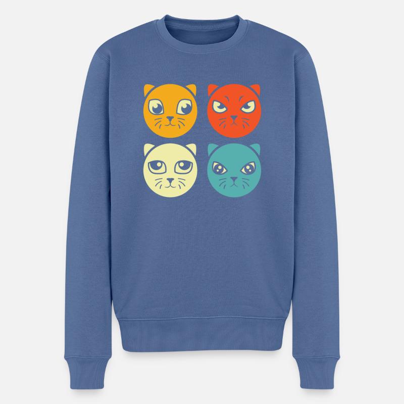 Chat - Pull Premium bio Homme - bleu pigeon