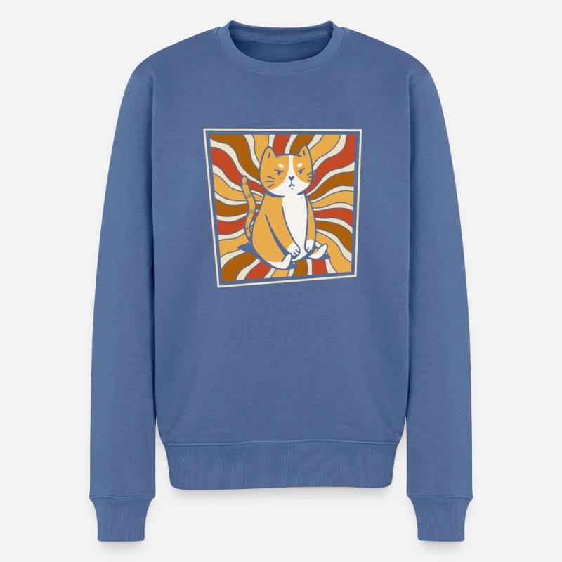 Chat - Pull Premium bio Homme - bleu pigeon