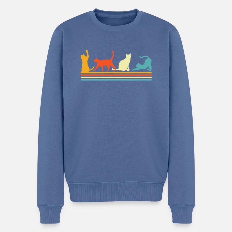 Chat - Pull Premium bio Homme - bleu pigeon