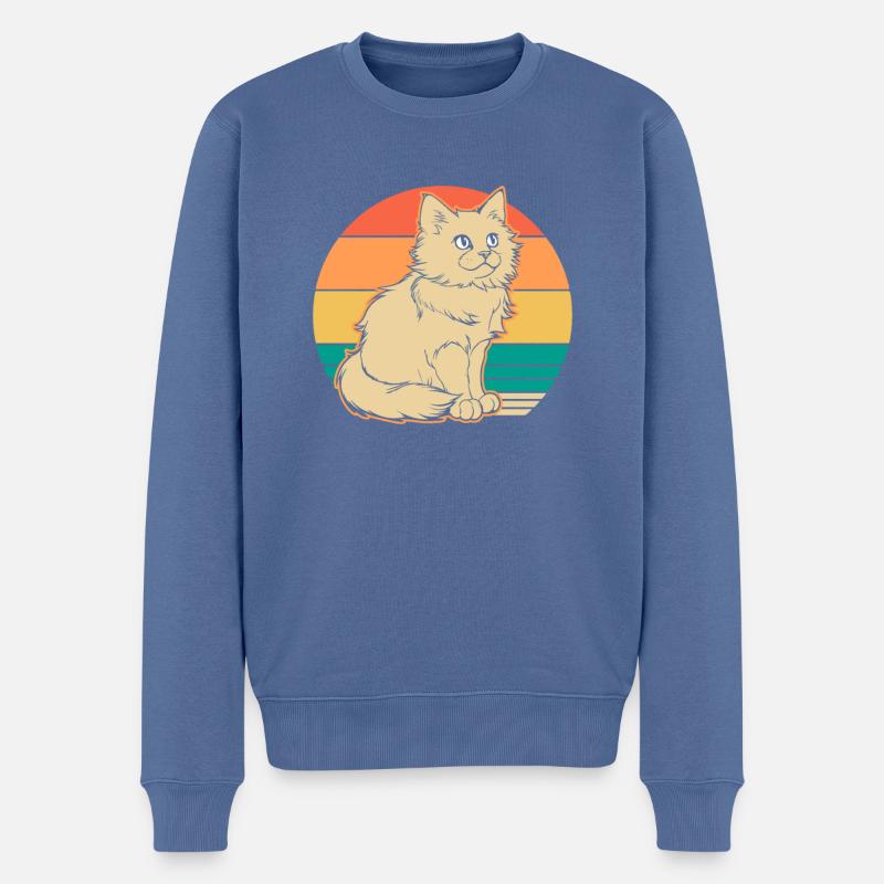 Katze - Männer Premium Bio Pullover - Taubenblau