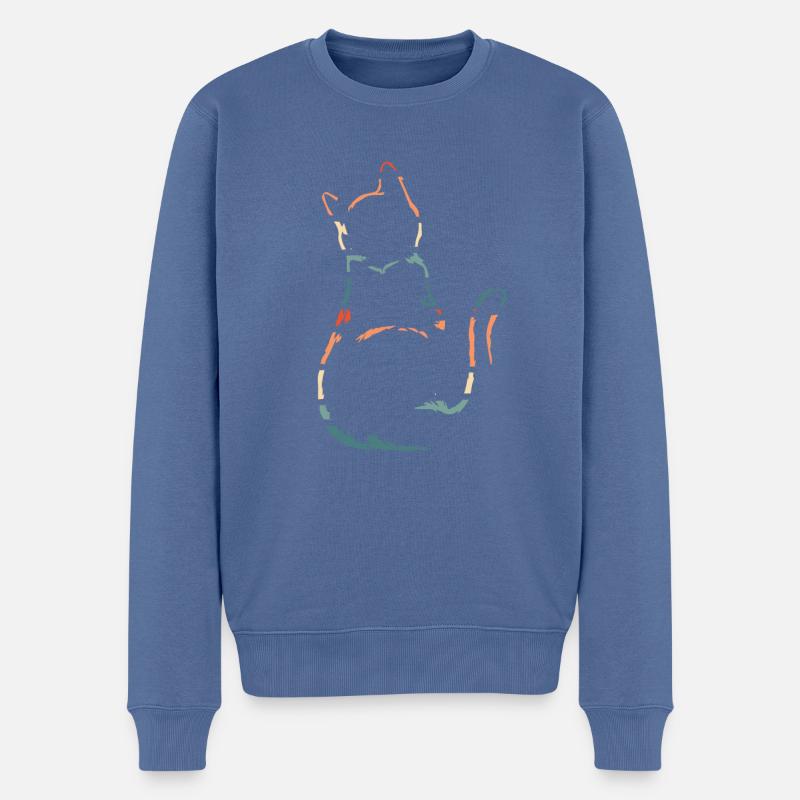 Chat - Pull Premium bio Homme - bleu pigeon