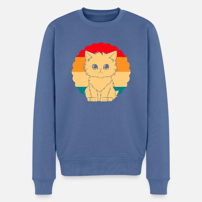 Chat - Pull Premium bio Homme - bleu pigeon