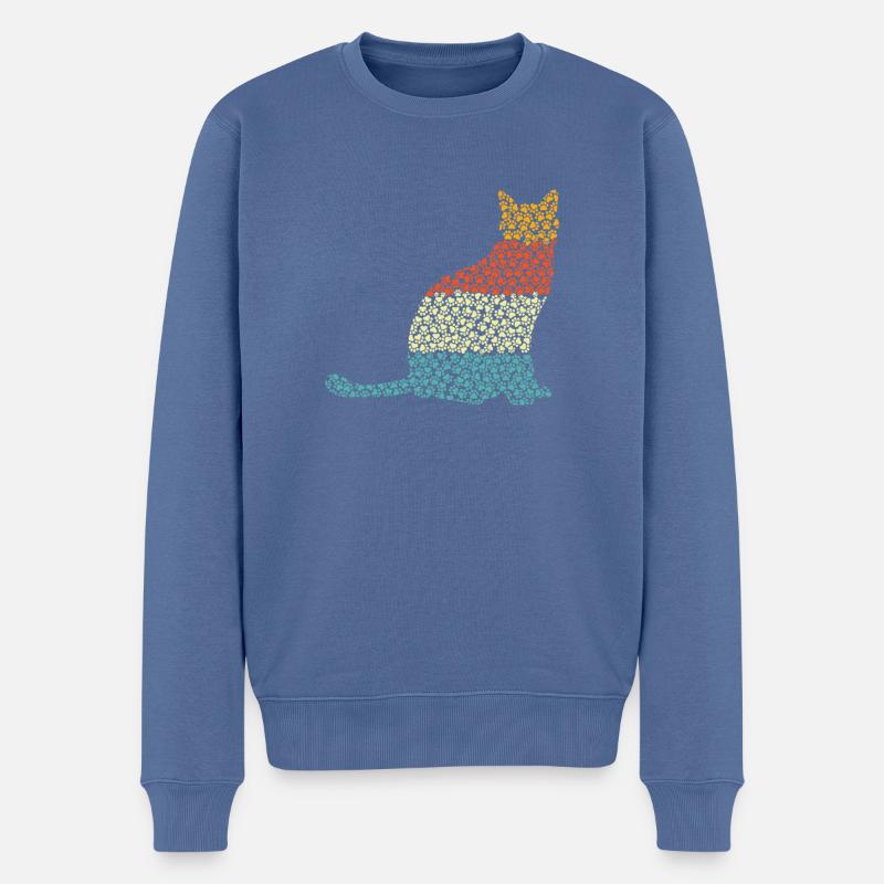 Katze - Männer Premium Bio Pullover - Taubenblau