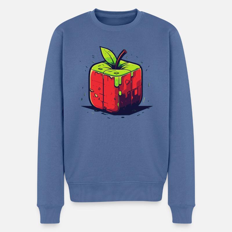 Würfel Apfel Cube Apple - Männer Premium Bio Pullover - Taubenblau