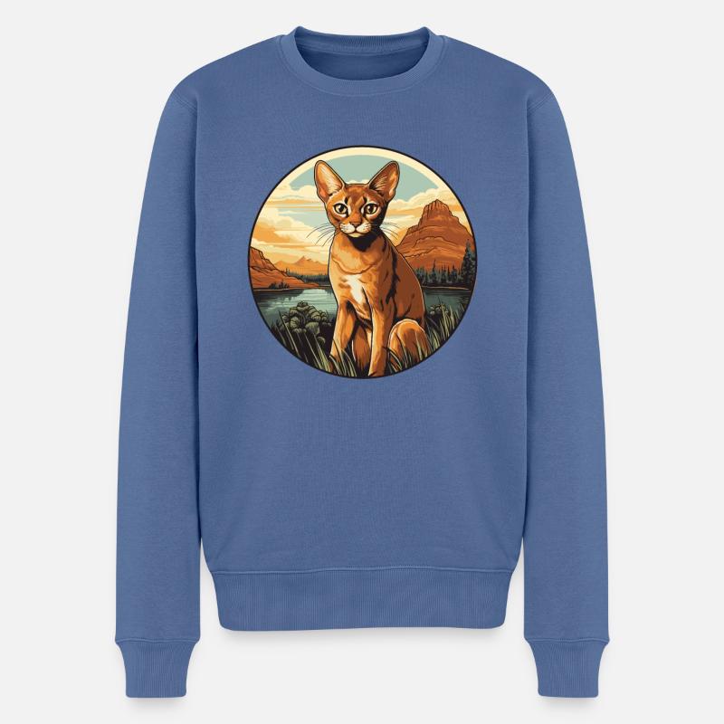 Abyssinian Cat Abessinierkatze - Männer Premium Bio Pullover - Taubenblau