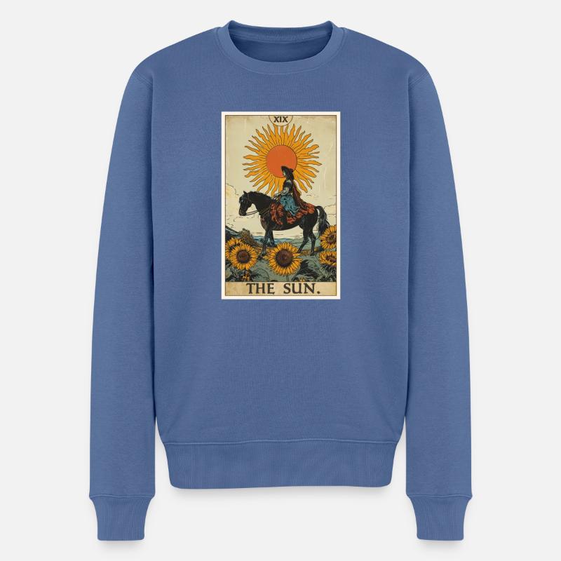 Tarotkarten Tarotkarte The Sun Die Sonne - Männer Premium Bio Pullover - Taubenblau