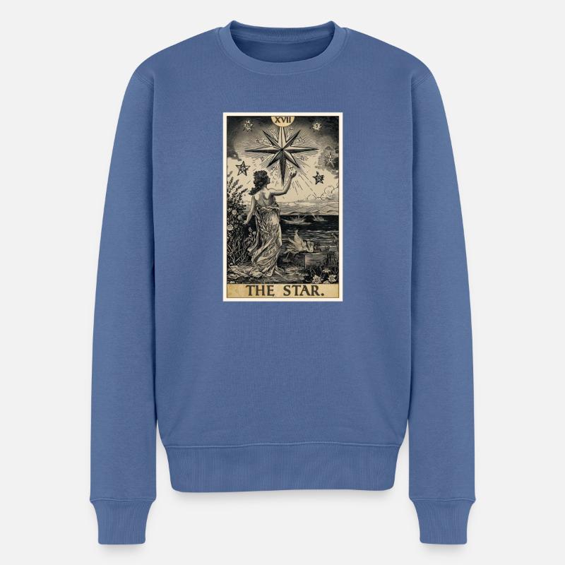 Tarotkarten Tarotkarte The Star Der Stern - Männer Premium Bio Pullover - Taubenblau