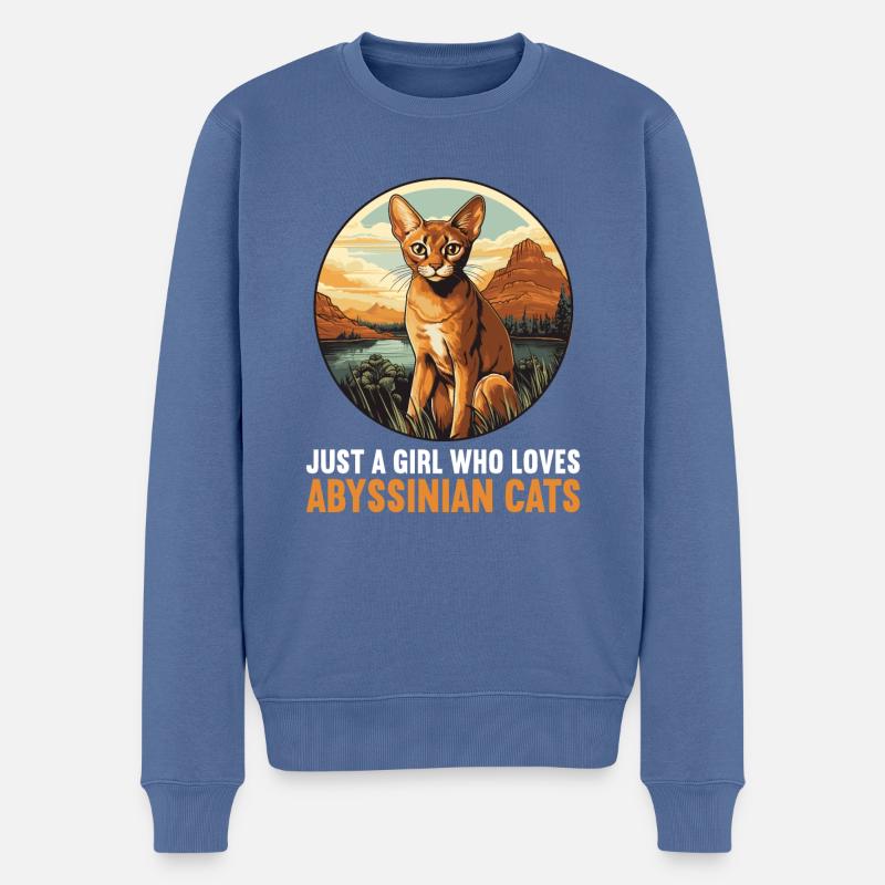 Chat d’Abyssinie Abessinierkatze - Pull Premium bio Homme - bleu pigeon