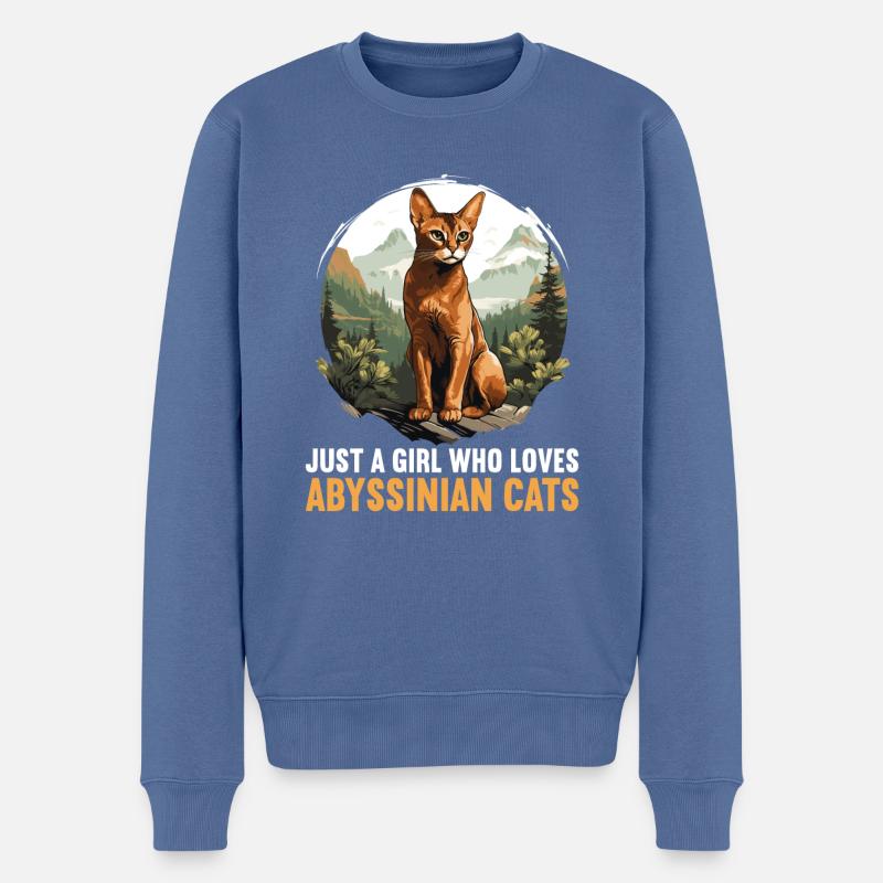 Chat d’Abyssinie Abessinierkatze - Pull Premium bio Homme - bleu pigeon