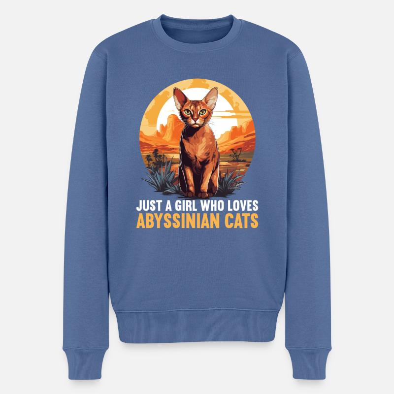 Abyssinian Cat Abessinierkatze - Männer Premium Bio Pullover - Taubenblau