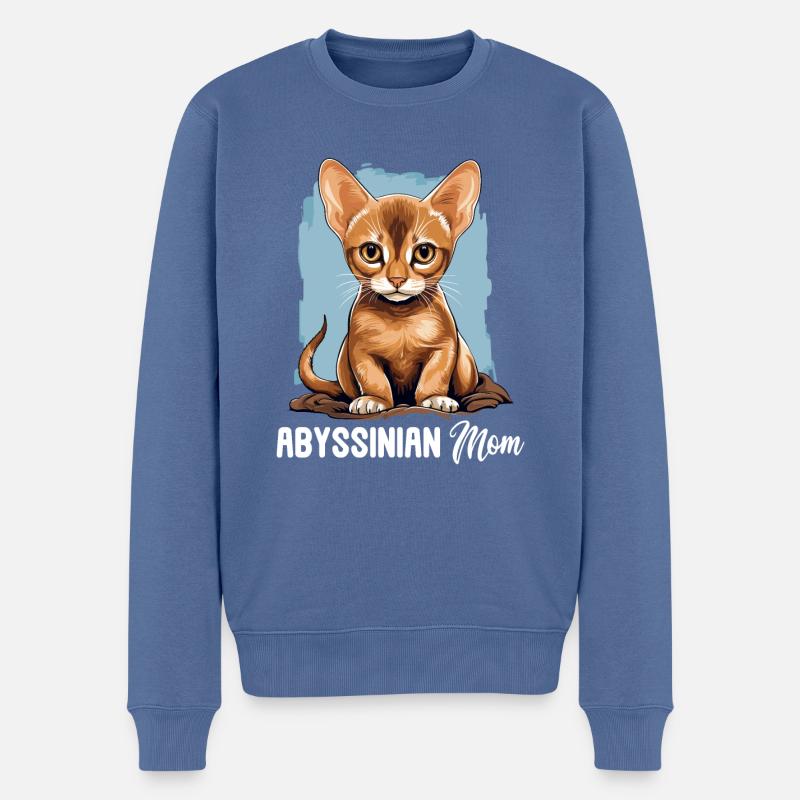 Chat d’Abyssinie Abessinierkatze - Pull Premium bio Homme - bleu pigeon