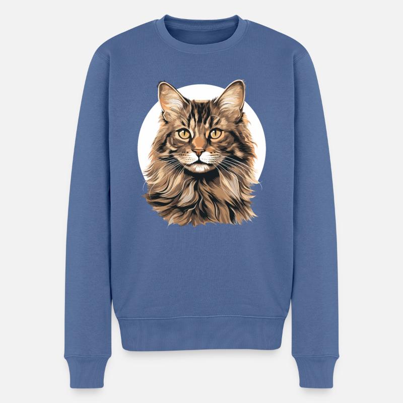 Chat Chats American Bobtail - Pull Premium bio Homme - bleu pigeon