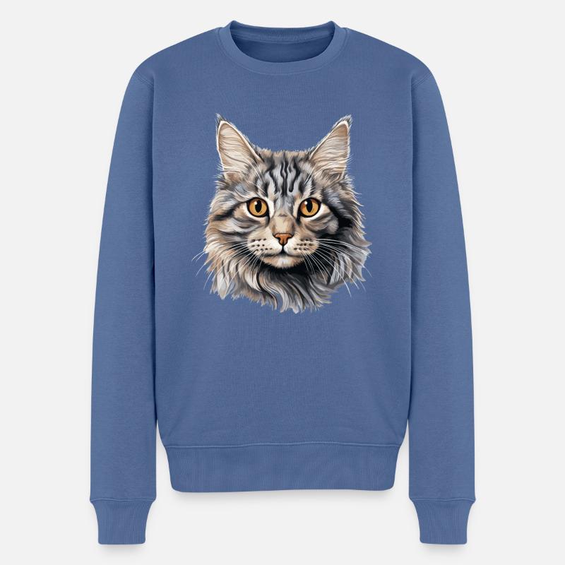 Chat Chats American Bobtail - Pull Premium bio Homme - bleu pigeon