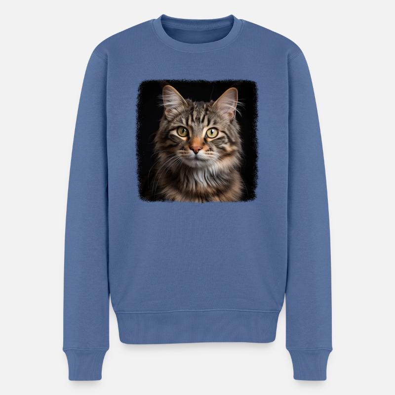 Chat Chats American Bobtail - Pull Premium bio Homme - bleu pigeon
