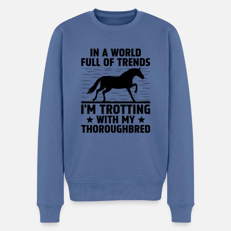 Vollblut Pferderennen Reiten Reiterpferde - Männer Premium Bio Pullover - Taubenblau