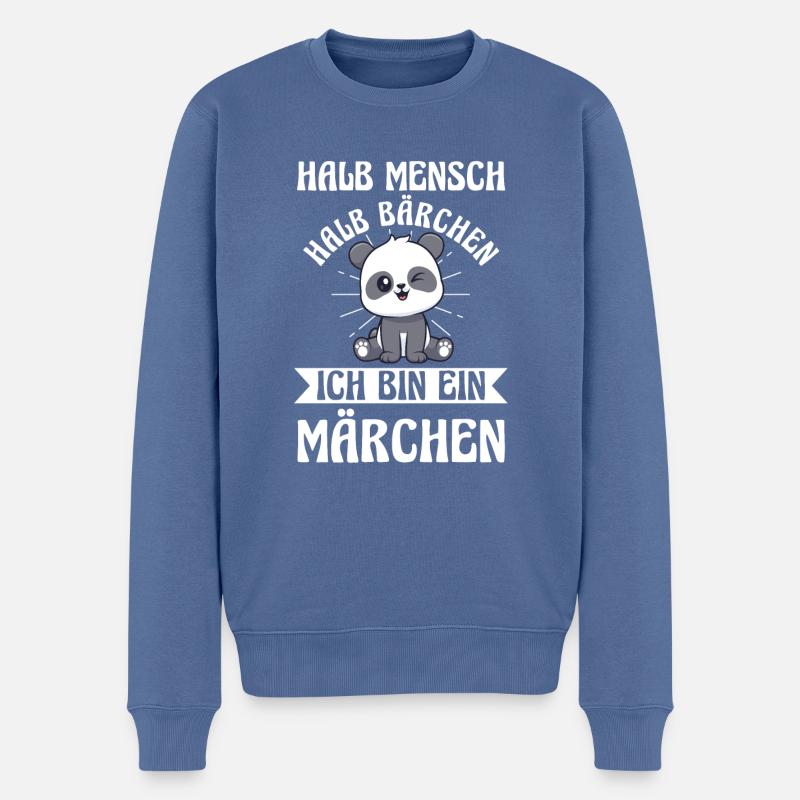 Half Human, Half Bear - Men's Premium Organic Jumper - stone blue