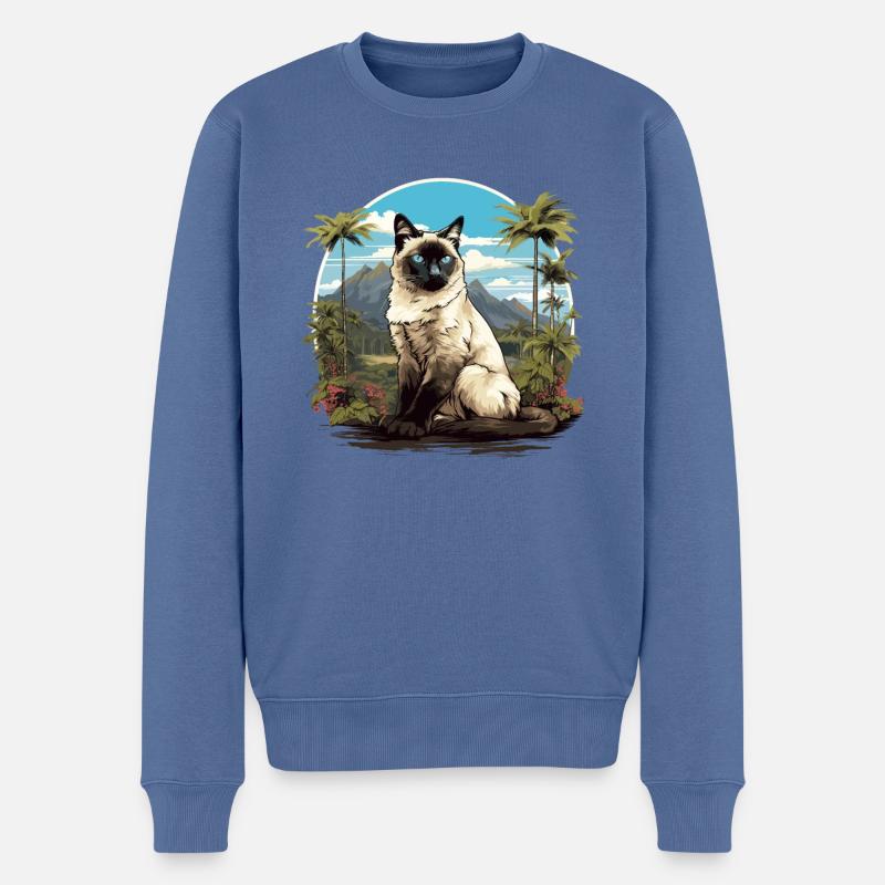 Balinese Cat Balinesenkatze - Männer Premium Bio Pullover - Taubenblau