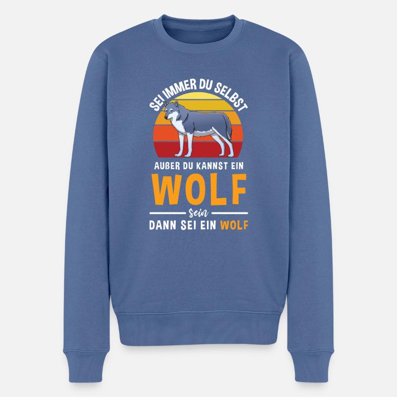 Wolfskopf Raubtier Wolfsgeheule Alphawolf Wolf - Männer Premium Bio Pullover - Taubenblau