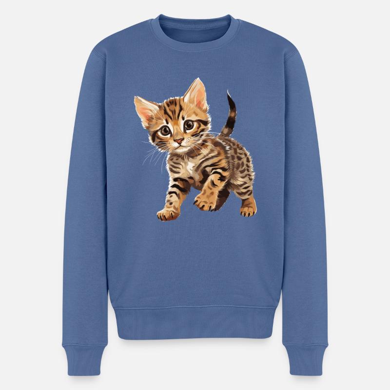 Bengal Cat Bengalkatze - Männer Premium Bio Pullover - Taubenblau