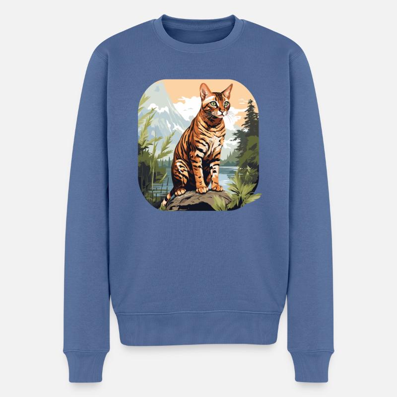 Chat du Bengale Bengalkatze - Pull Premium bio Homme - bleu pigeon