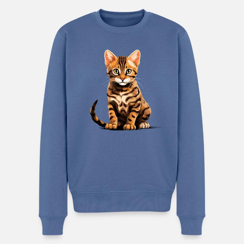 Chat du Bengale Bengalkatze - Pull Premium bio Homme - bleu pigeon