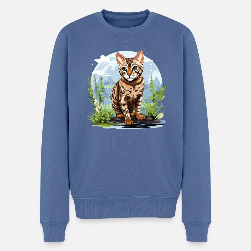 Bengal Cat Bengalkatze - Männer Premium Bio Pullover - Taubenblau