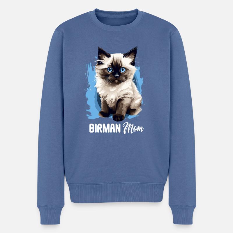 Birman Cat Birma Katze - Männer Premium Bio Pullover - Taubenblau