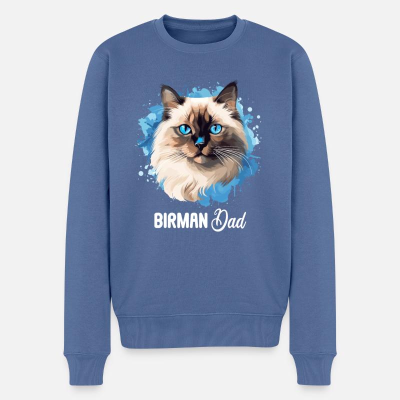 Birman Cat Birma Katze - Männer Premium Bio Pullover - Taubenblau