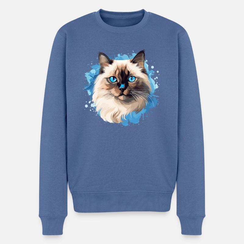Birman Cat Birma Katze - Männer Premium Bio Pullover - Taubenblau