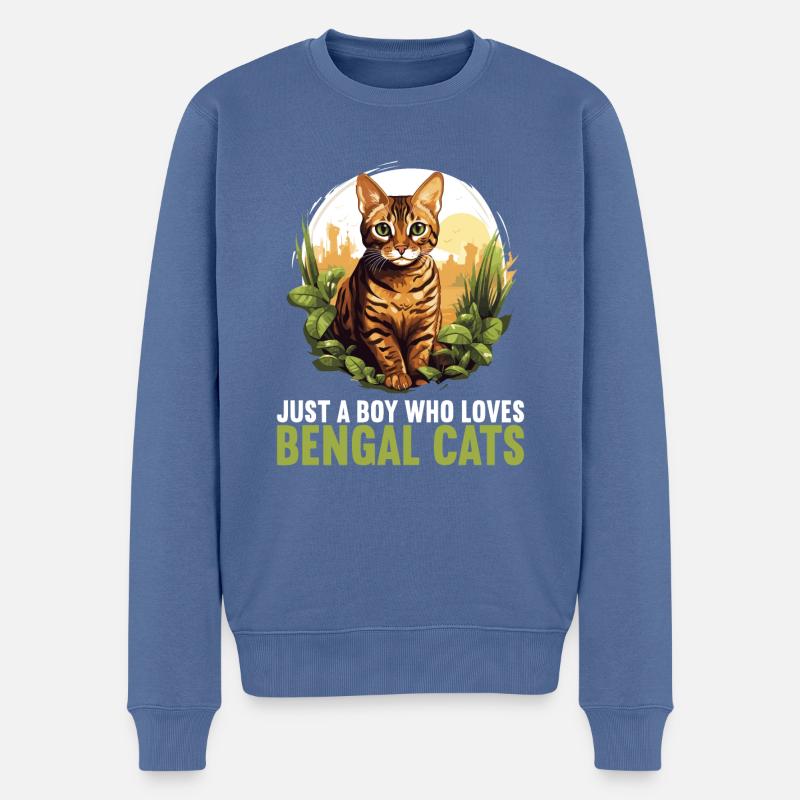 Chat du Bengale Bengalkatze - Pull Premium bio Homme - bleu pigeon