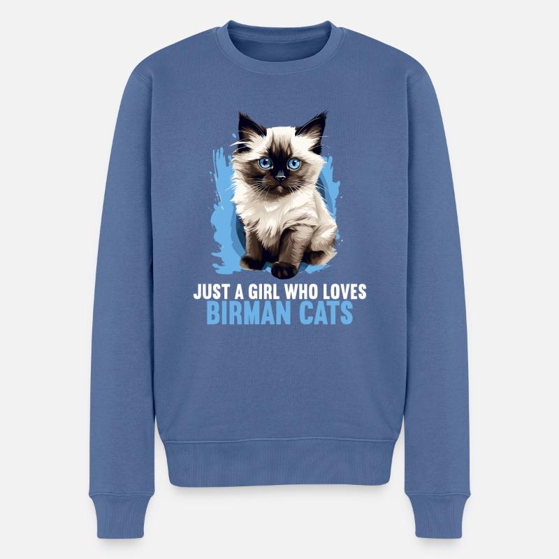 Chat de Birmanie Birma Katze - Pull Premium bio Homme - bleu pigeon