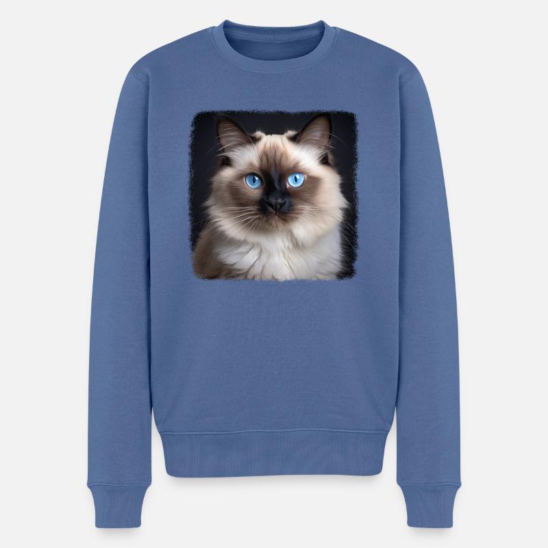 Chat de Birmanie Birma Katze - Pull Premium bio Homme - bleu pigeon