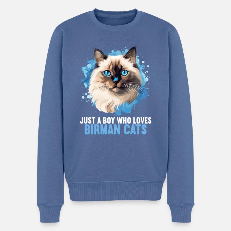 Birman Cat Birma Katze - Männer Premium Bio Pullover - Taubenblau