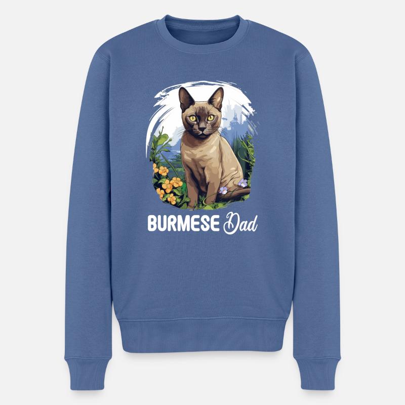 Chat birman Birmanie Katze - Pull Premium bio Homme - bleu pigeon