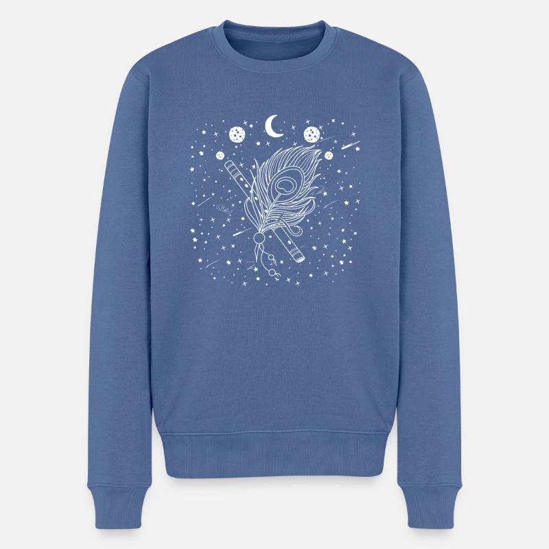 Buddhismus Musik Krishna Flöte Bansuri Yoga - Männer Premium Bio Pullover - Taubenblau