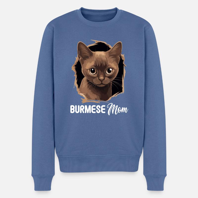 Chat birman Birmanie Katze - Pull Premium bio Homme - bleu pigeon
