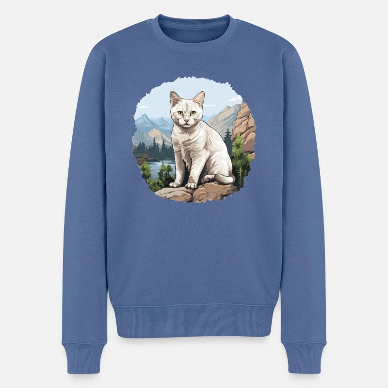 Burmilla Chaton Burmilla Chat - Pull Premium bio Homme - bleu pigeon