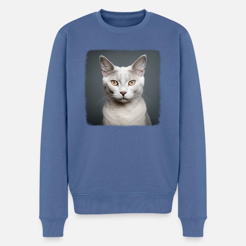 Burmilla Chaton Burmilla Chat - Pull Premium bio Homme - bleu pigeon