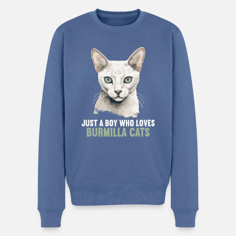 Burmilla Chaton Burmilla Chat - Pull Premium bio Homme - bleu pigeon