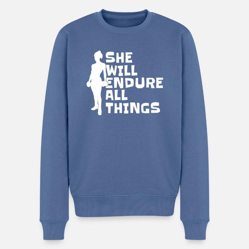 Haltérophilie Haltérophile Sweat - Pull Premium bio Homme - bleu pigeon
