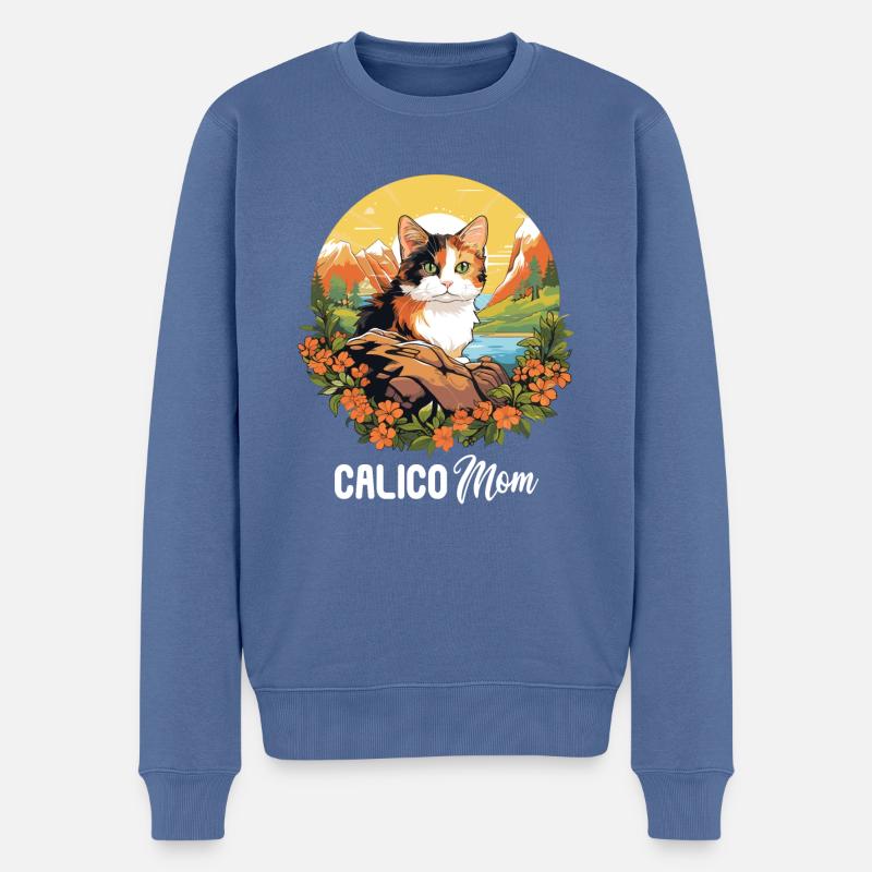 Calico Cat Glückskatze - Männer Premium Bio Pullover - Taubenblau