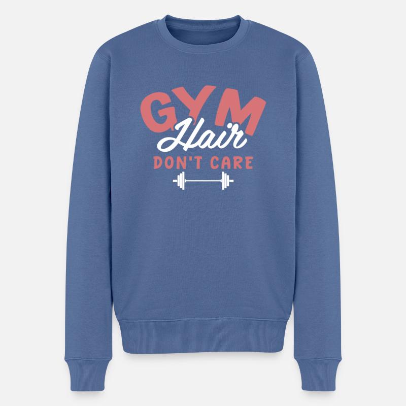 Gewichtheben Gewichtheber Haar - Männer Premium Bio Pullover - Taubenblau