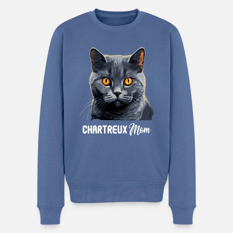 Chat Chartreux Chat Chartreux - Pull Premium bio Homme - bleu pigeon