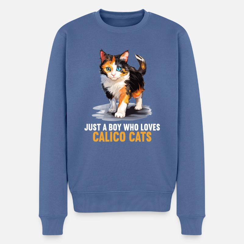 Calico Cat Glückskatze - Männer Premium Bio Pullover - Taubenblau