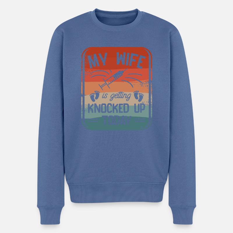 Meine Frau wird heute IVF-Transfer - Männer Premium Bio Pullover - Taubenblau
